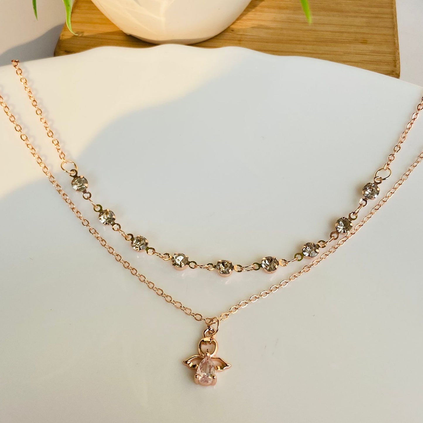 Rhinestone Bee Layered Necklace