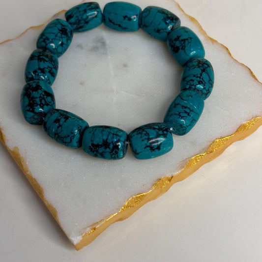 Natural Beads Stretchable Turquoise Bracelet