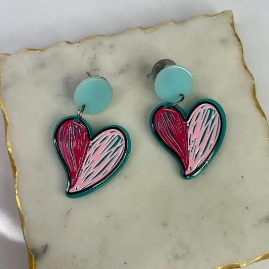 Blue Heart Earrings