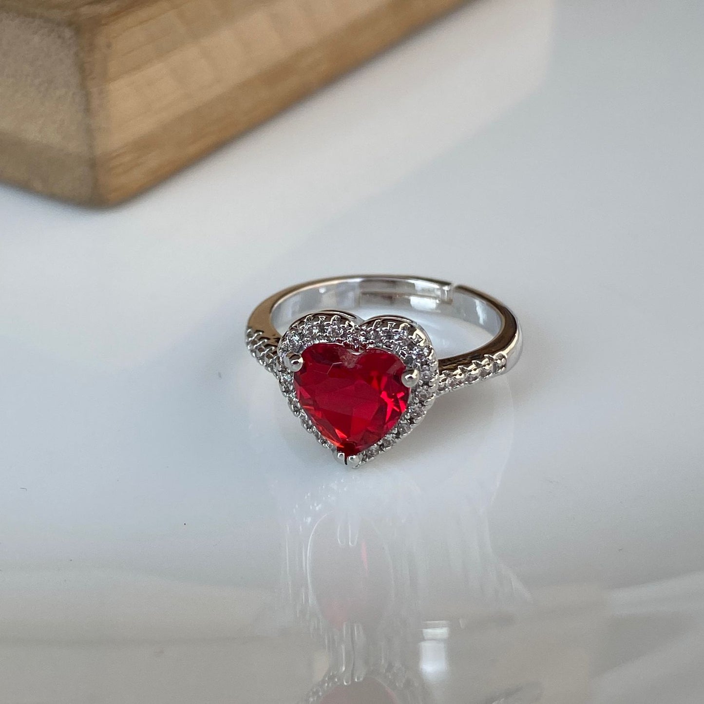 Red Heart Solitaire Ring