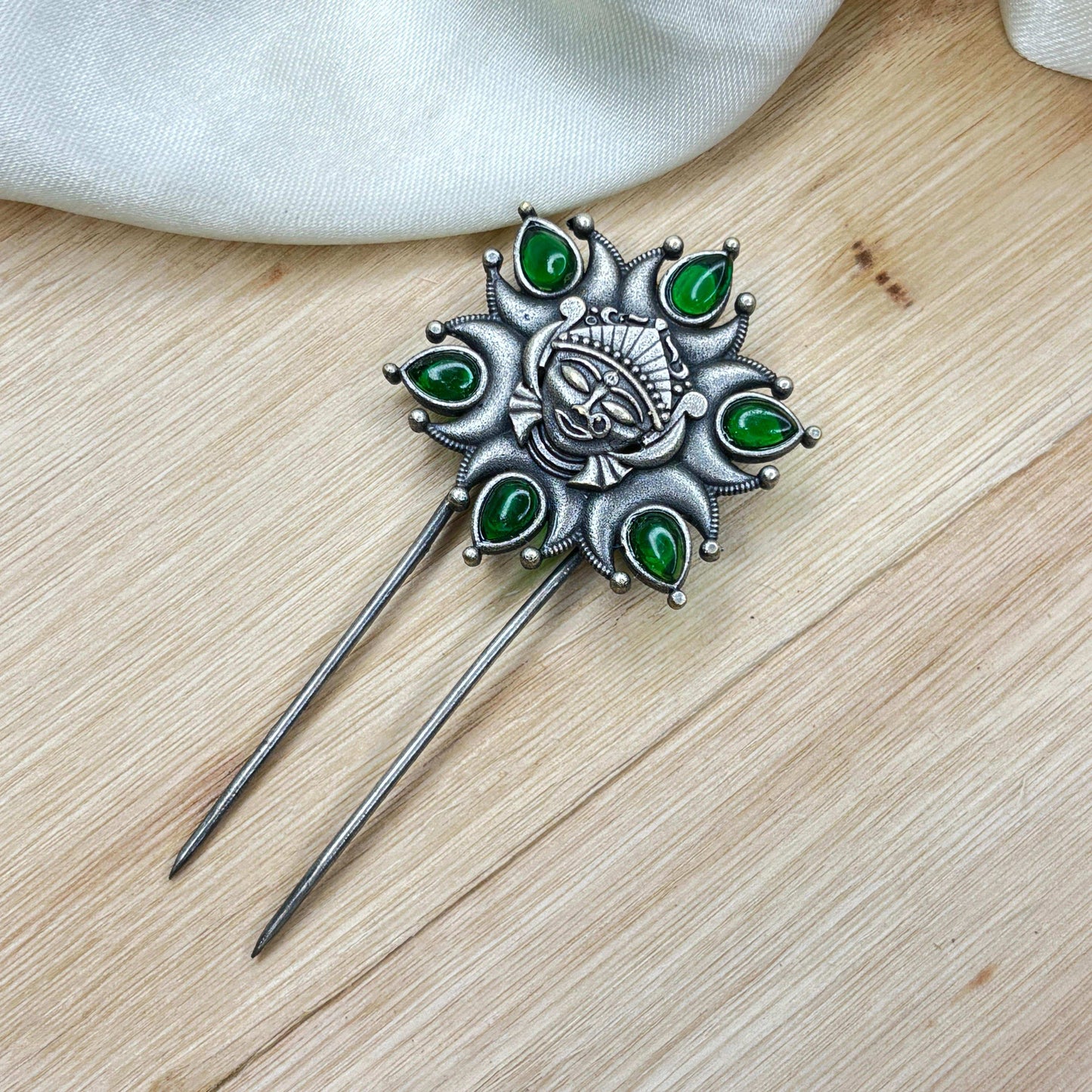 Durga German Silver Hair U Pin