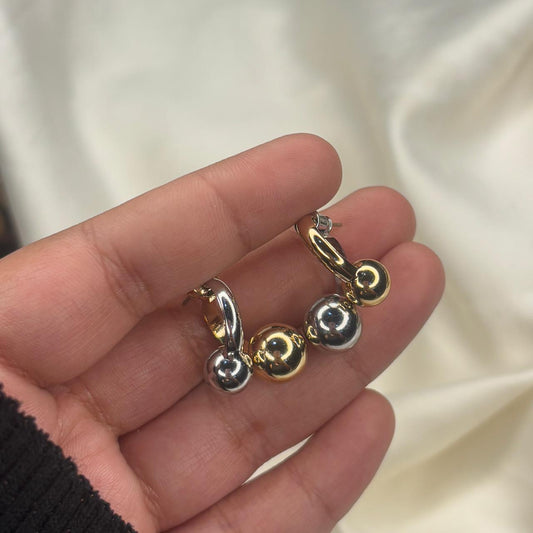 Dual Tone Ball Earrings