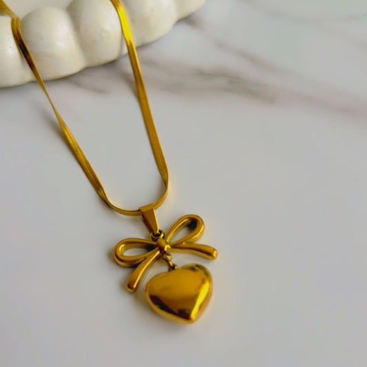 Bow Heart Necklace