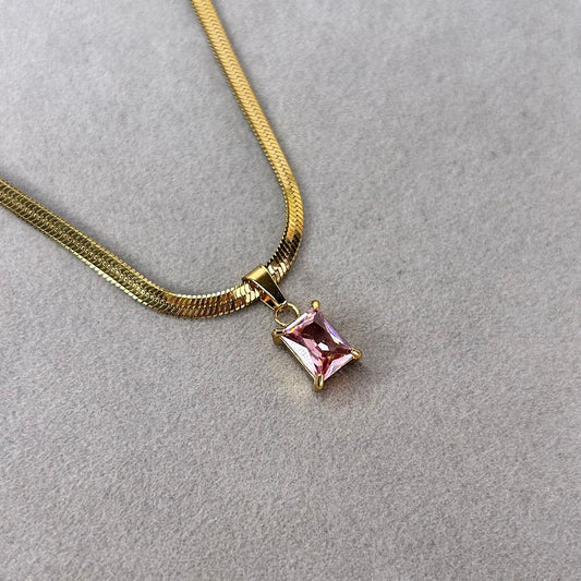 Pink Solitaire Necklace