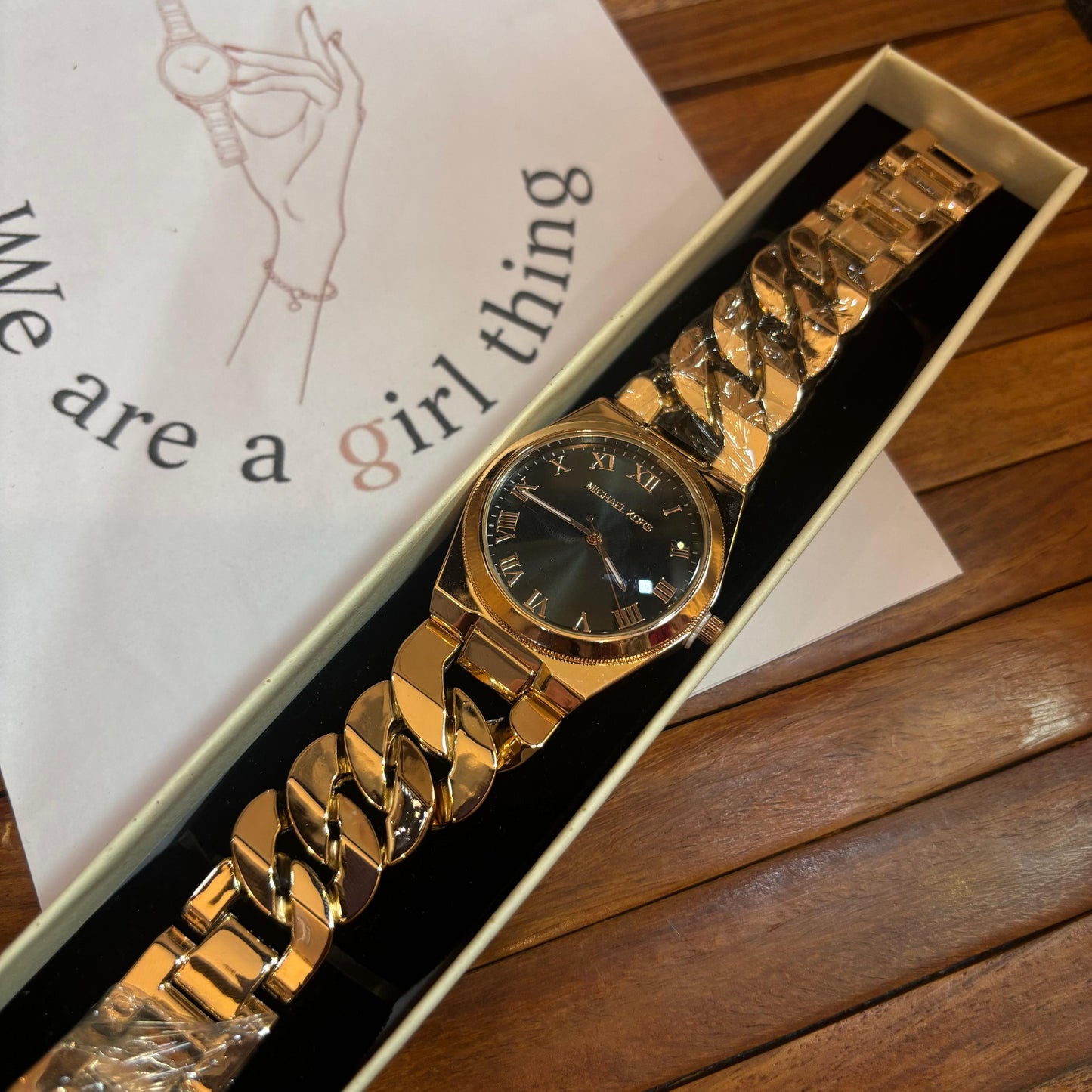 MK Link Watch (Rose Gold - Black)- 32 Mm