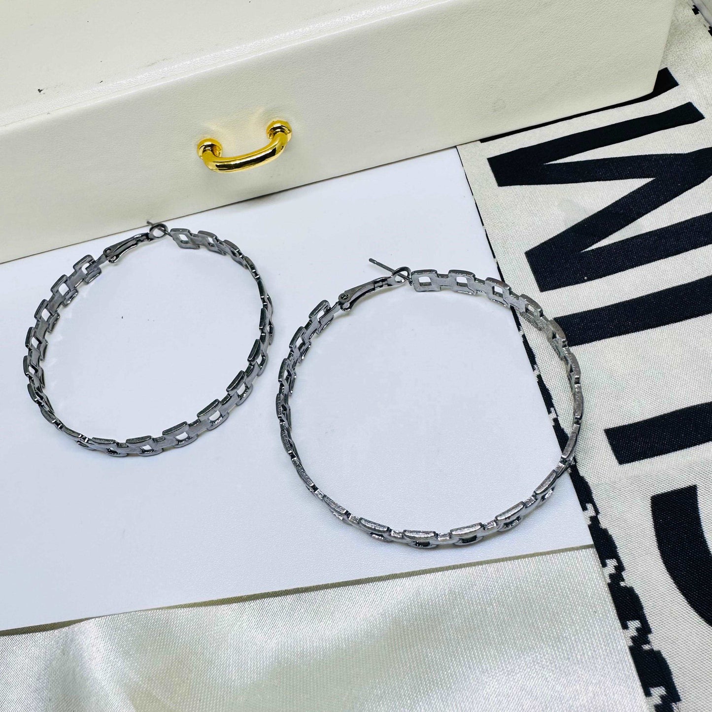 Black Link XL Hoops