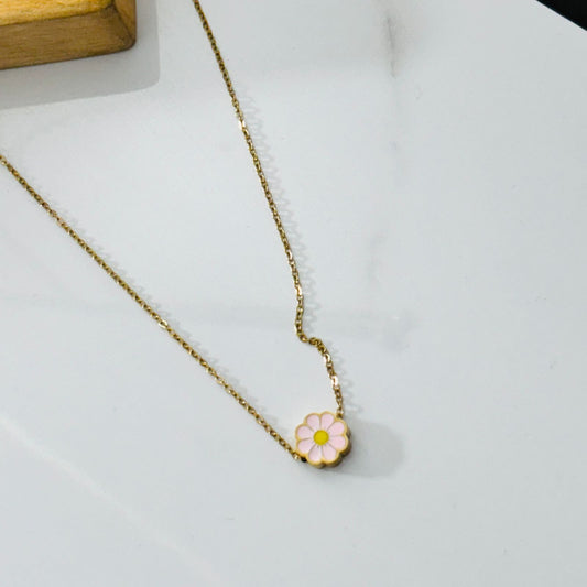 Pink Daisy 18K Necklace