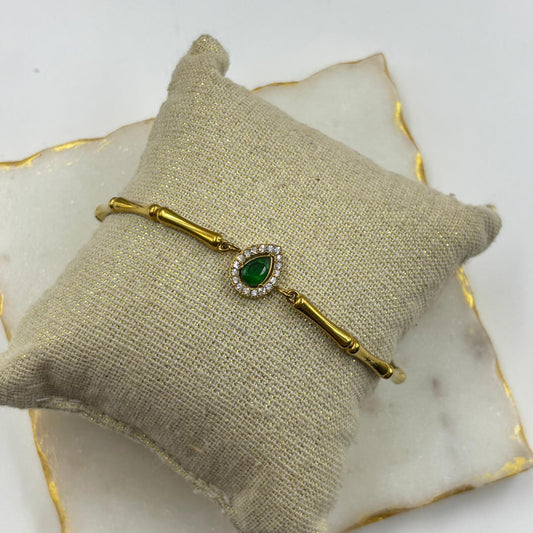 Emerald Teardrop Chain Bracelet