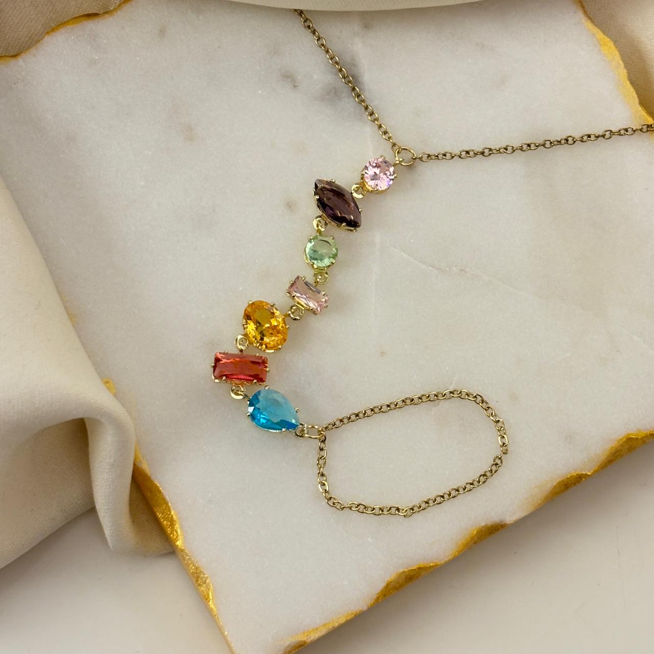 Crystal Bejewelled Hand Chain (Multi Color)