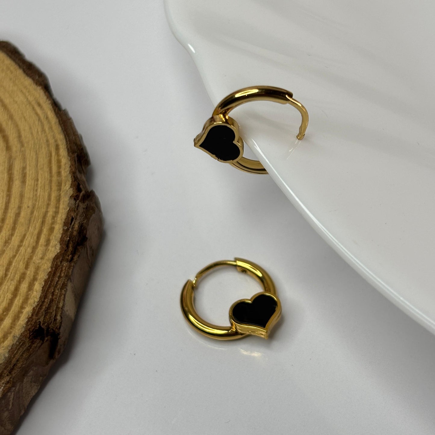 Black Heart Mini Hoops