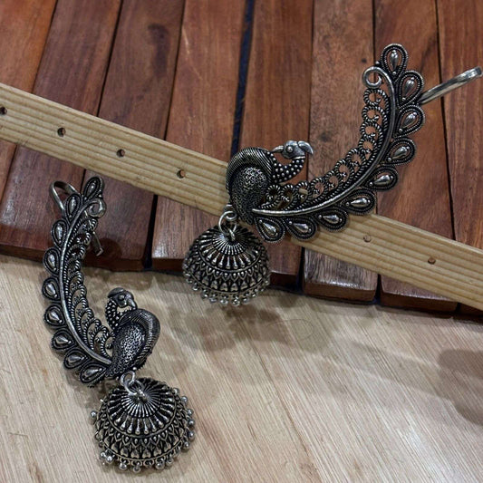 Peacock Jhumki Cuff Earrings