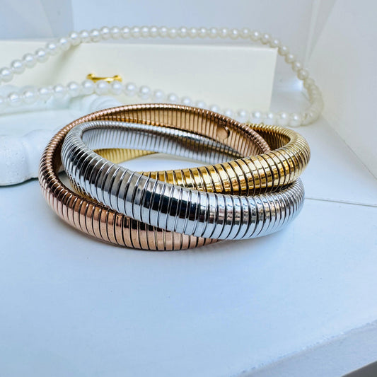 Three Tone Viral 18K Spiral Bracelet