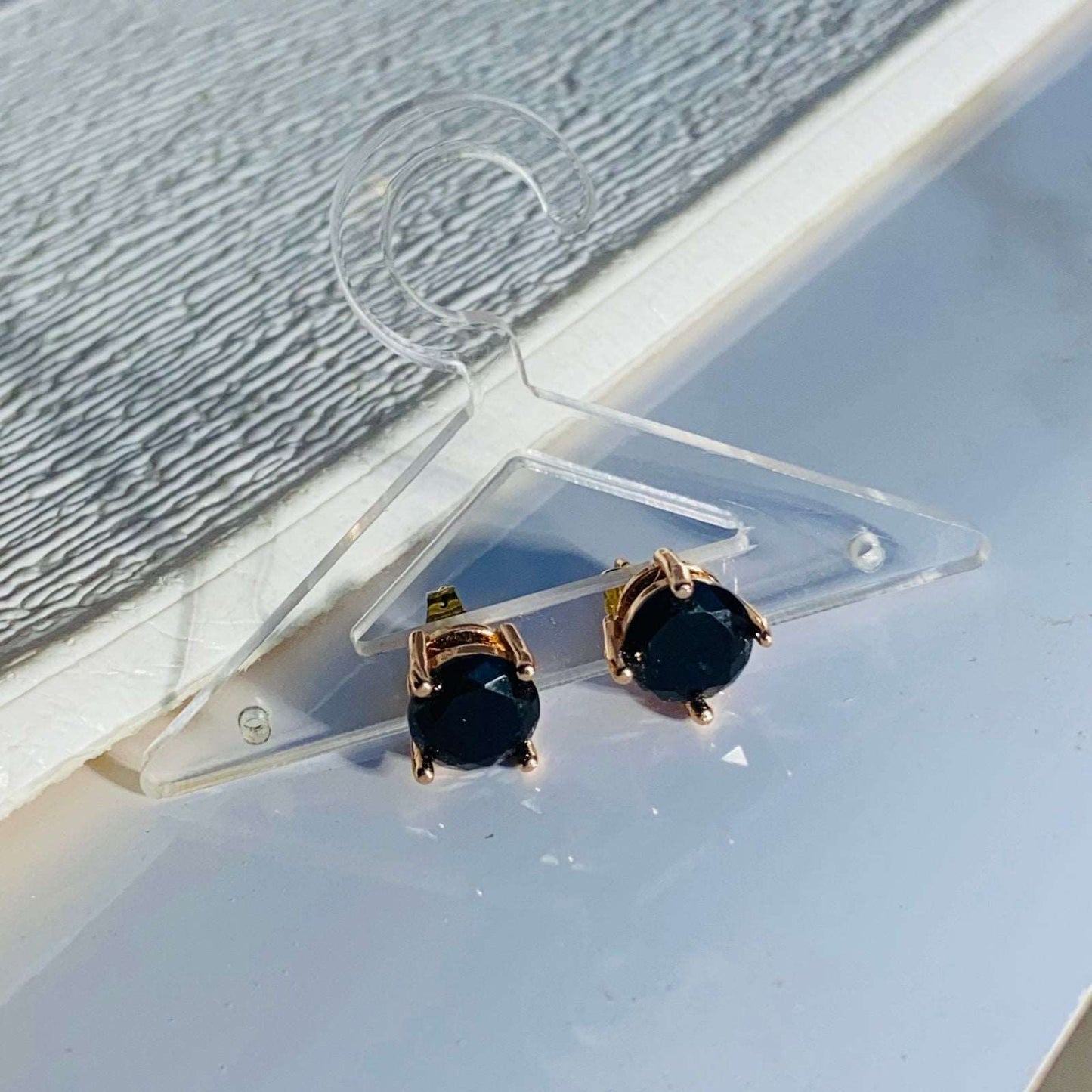 Black Oval Solitaire Studs