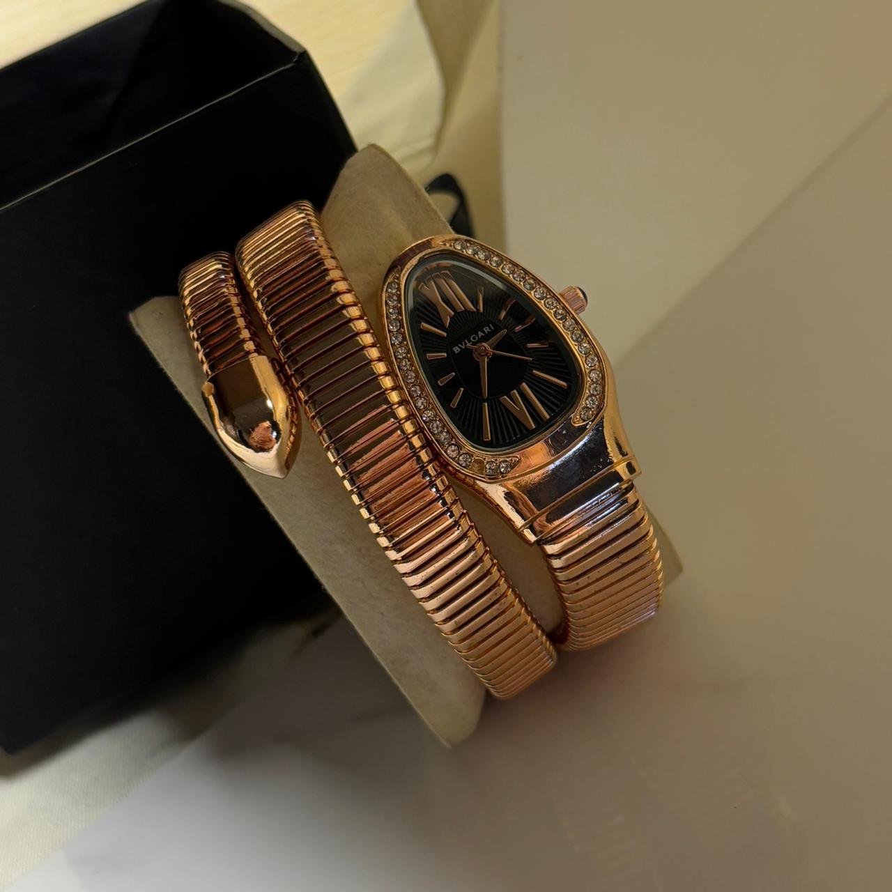 Bvlgari Serpant Watch (Rose Gold - Black)