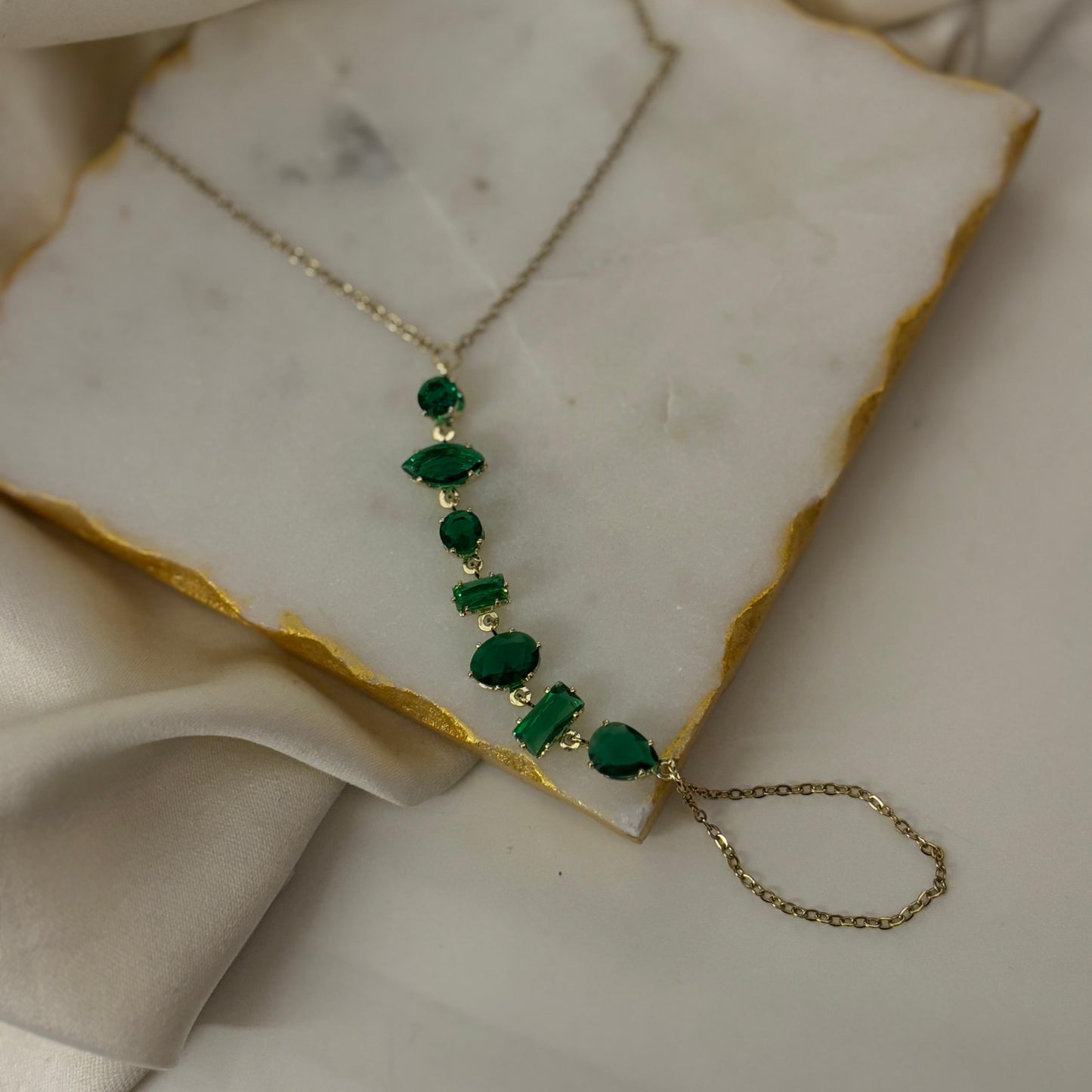 Crystal Bejewelled Hand Chain (Emerald)