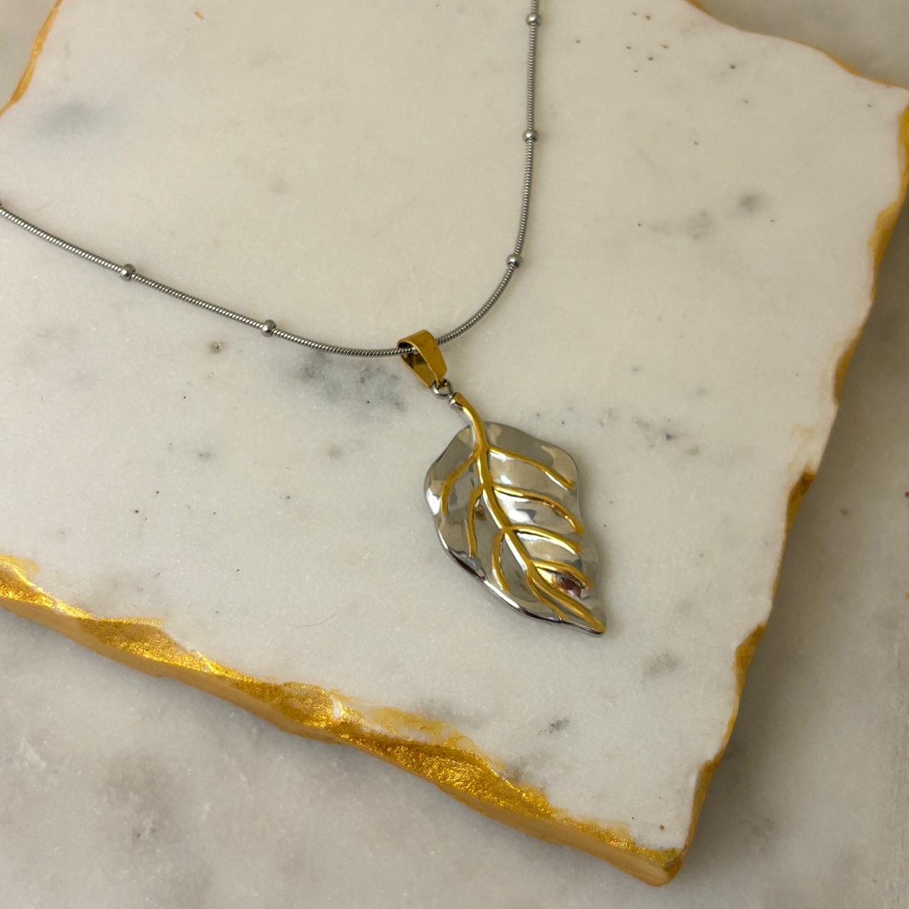 Leafy Dual Tone Necklace