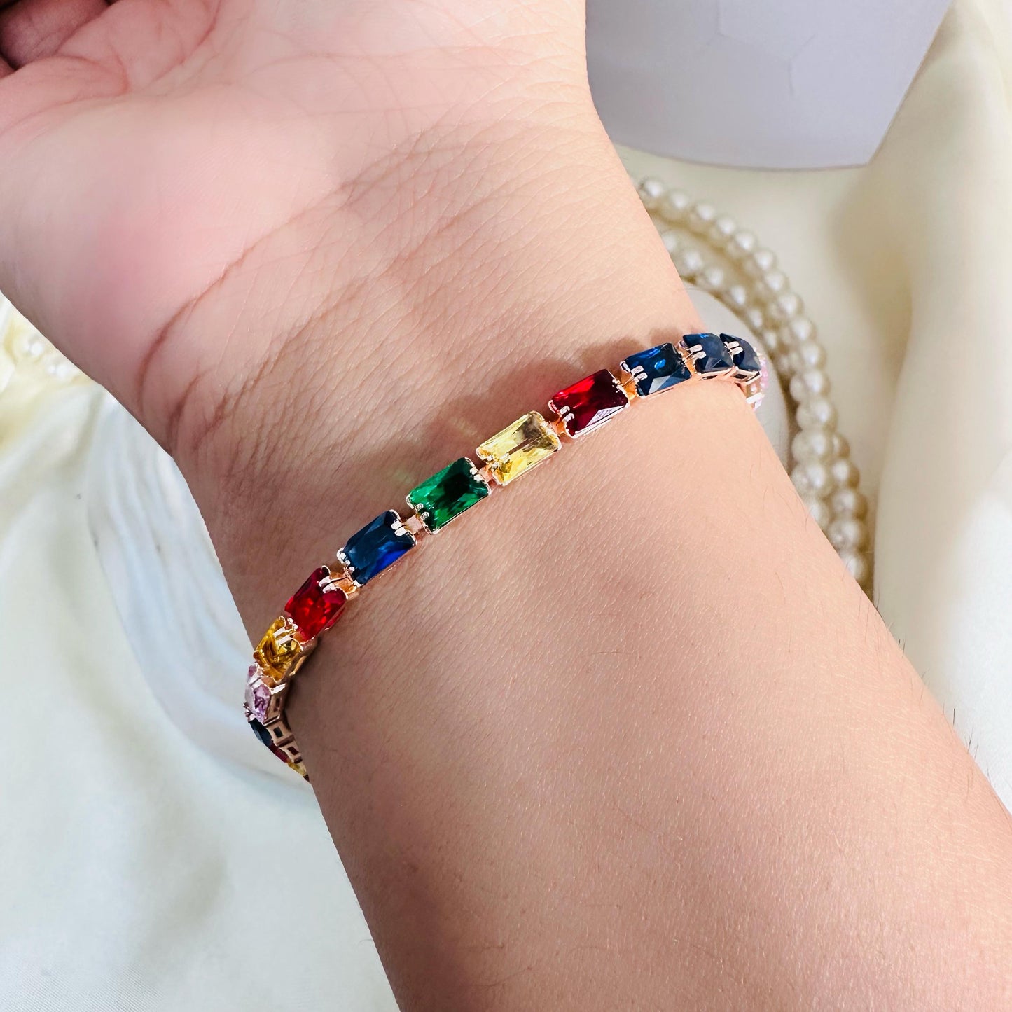Multi Square Tennis Bracelet