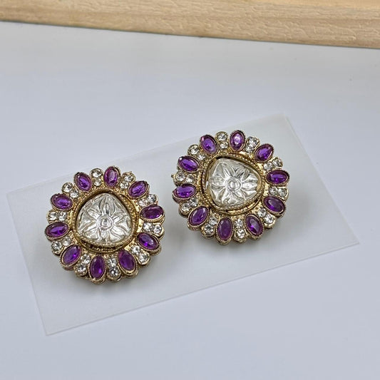 Aadhya Moisanite Stud Earrings (Purple)