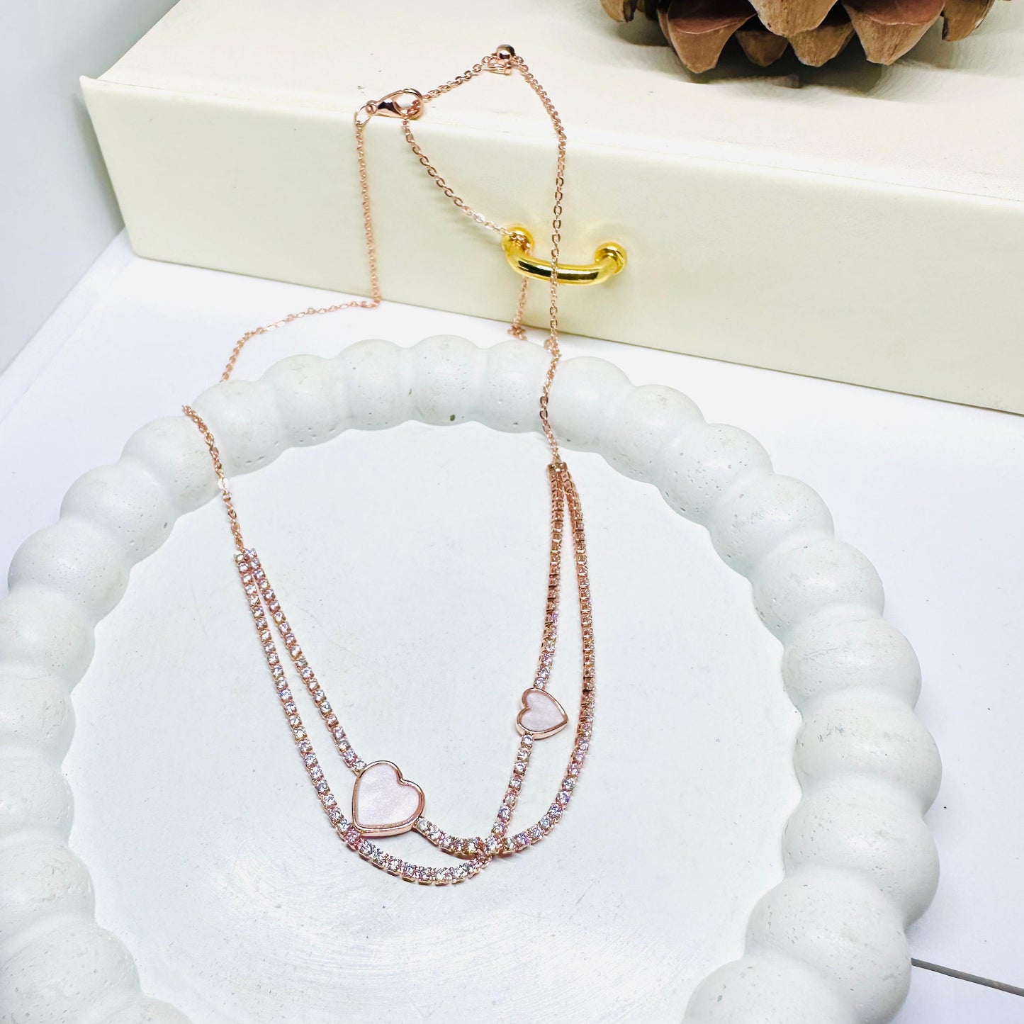 Heart Dual Tennis Necklace