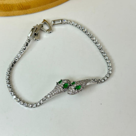 Green Eye Serpent Tennis Bracelet