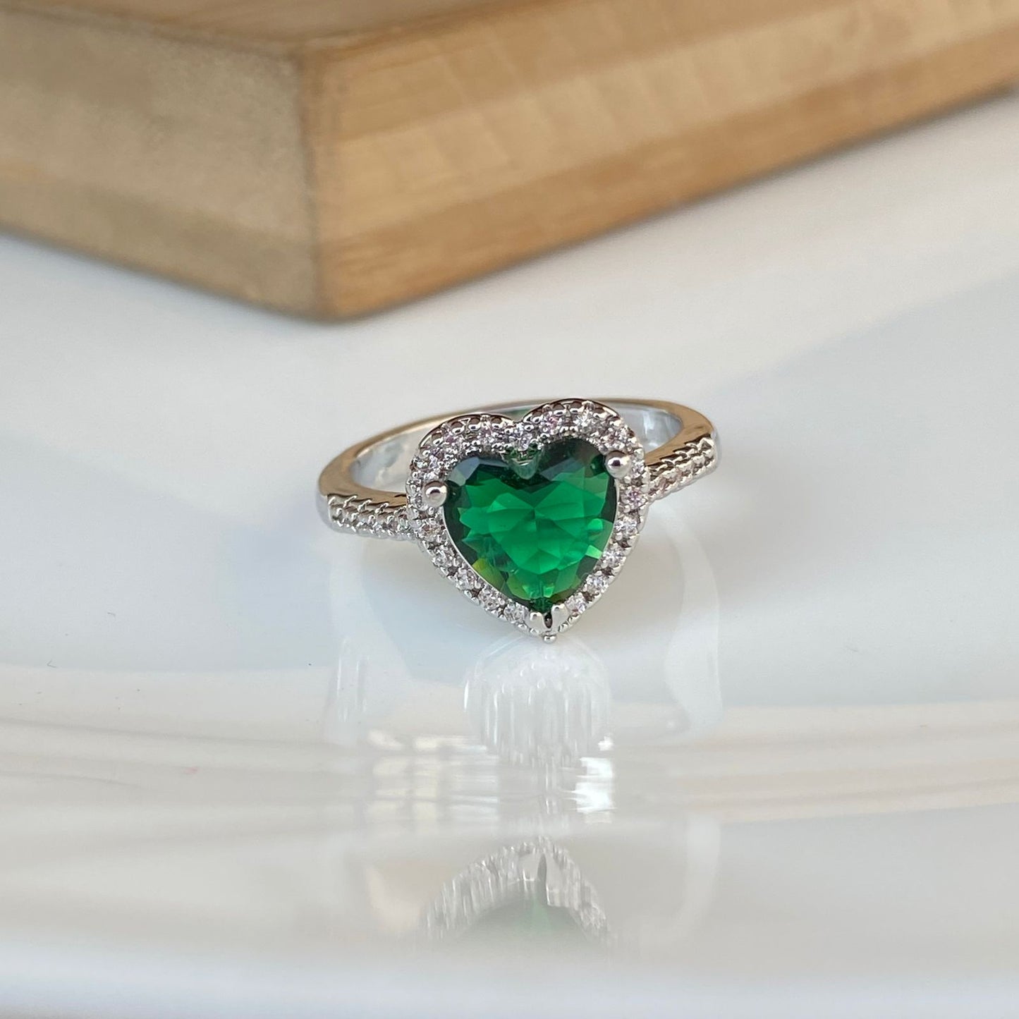 Emerald Heart Solitaire Ring