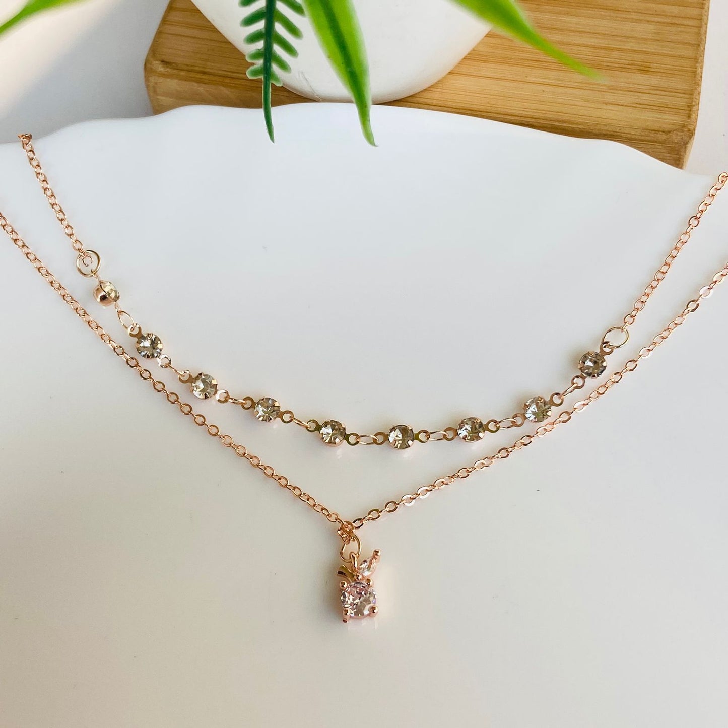 Rhinestone Flory Layered Necklace