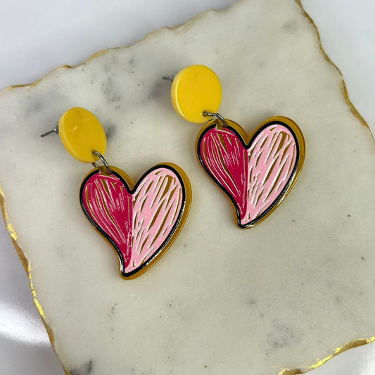Pink Heart Earrings