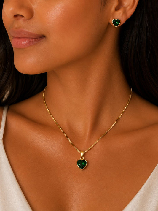 Hearties Solitaire Jewellery Set (Emerald )