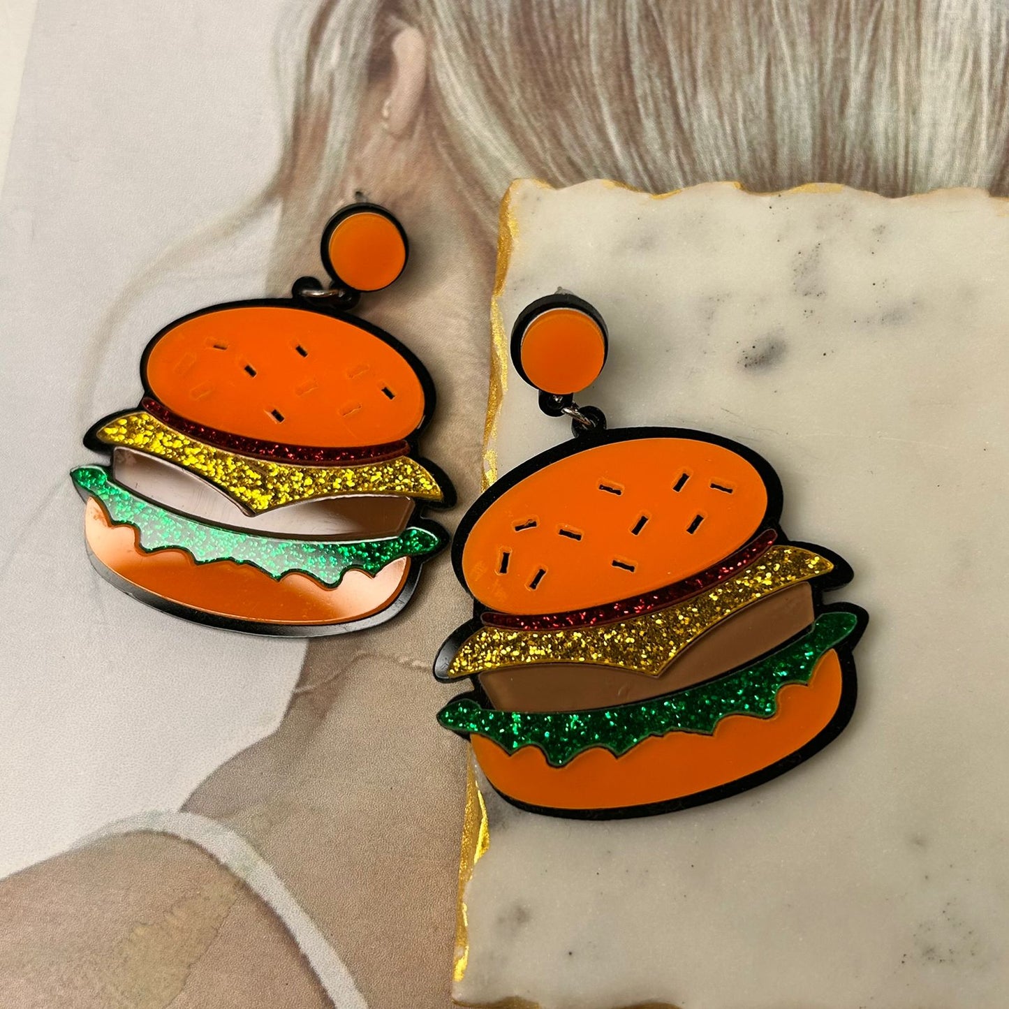 Burger Earrings