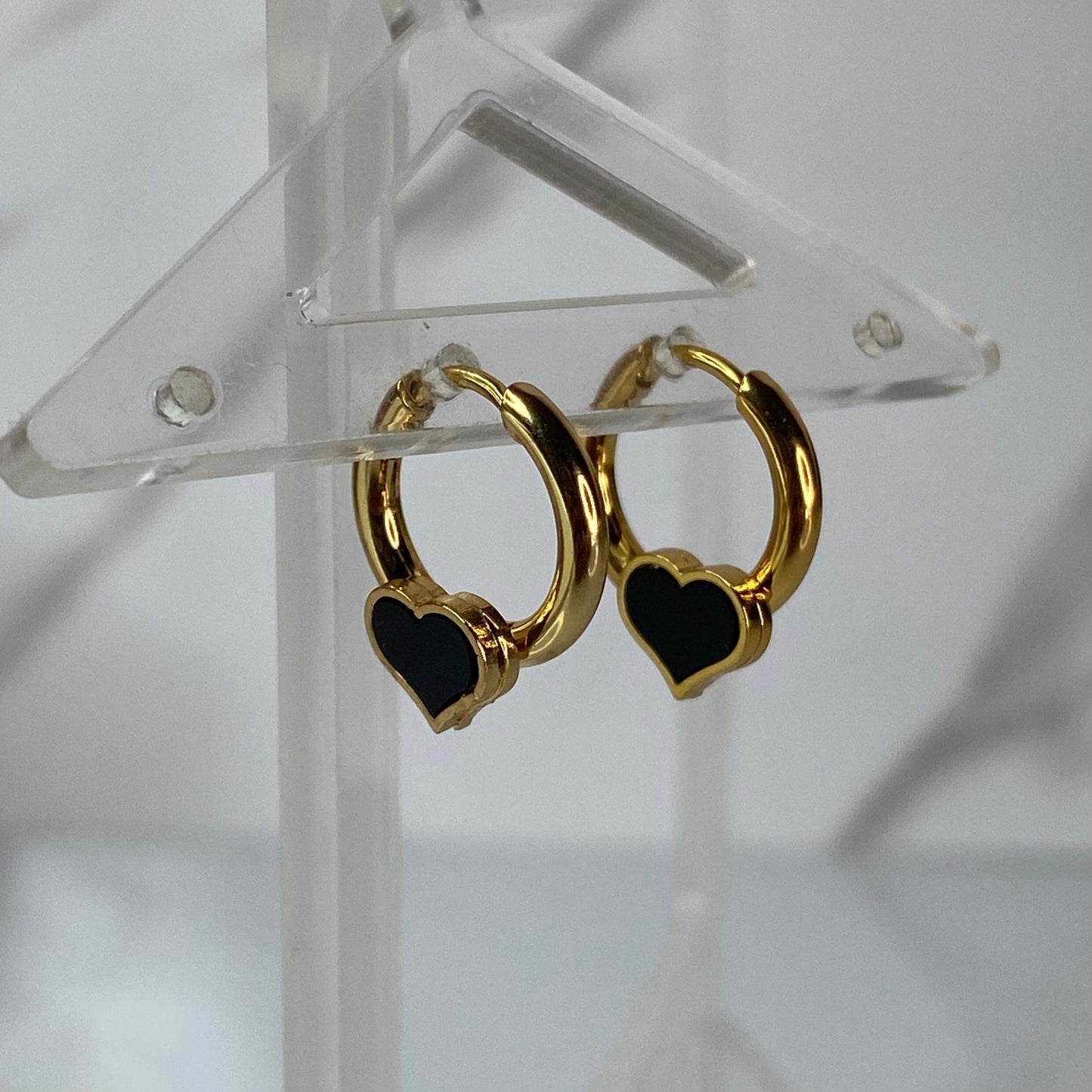 Black Heart Mini Hoops