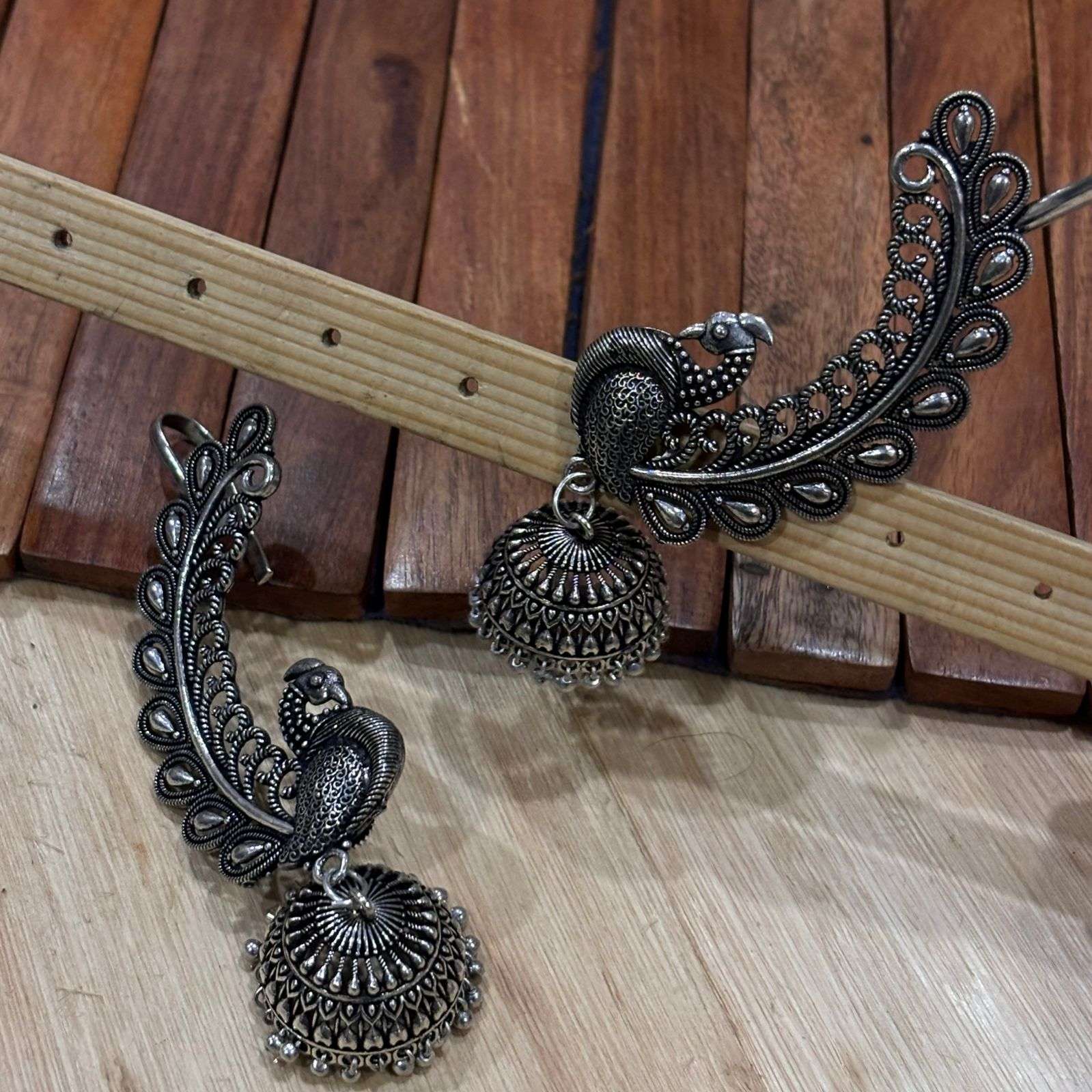 Peacock Jhumki Cuff Earrings