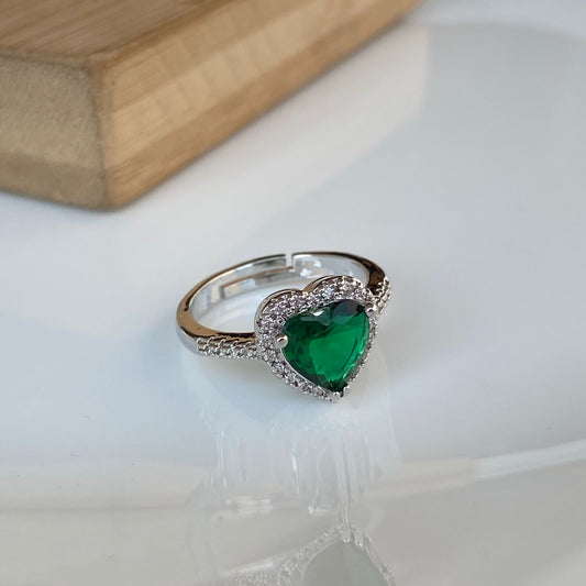 Emerald Heart Solitaire Ring