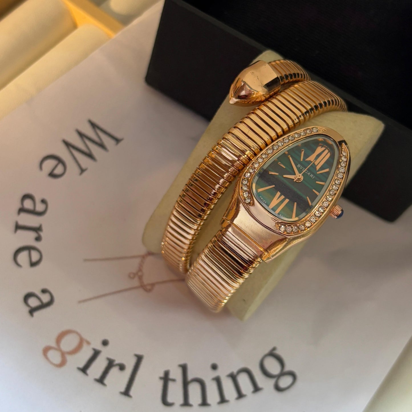 Bvlgari Serpant Watch (Green- Rose Gold )