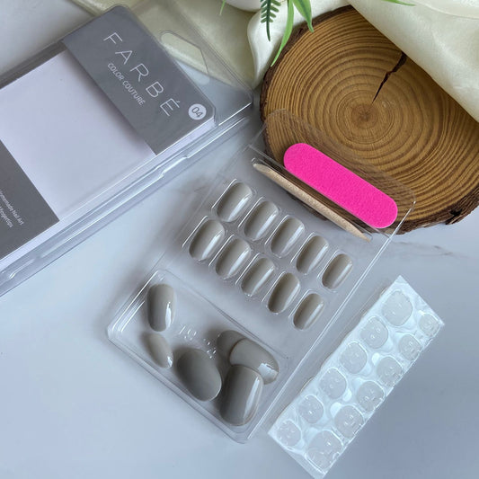 Grey Gel Stick on Nails ( 24 nails)