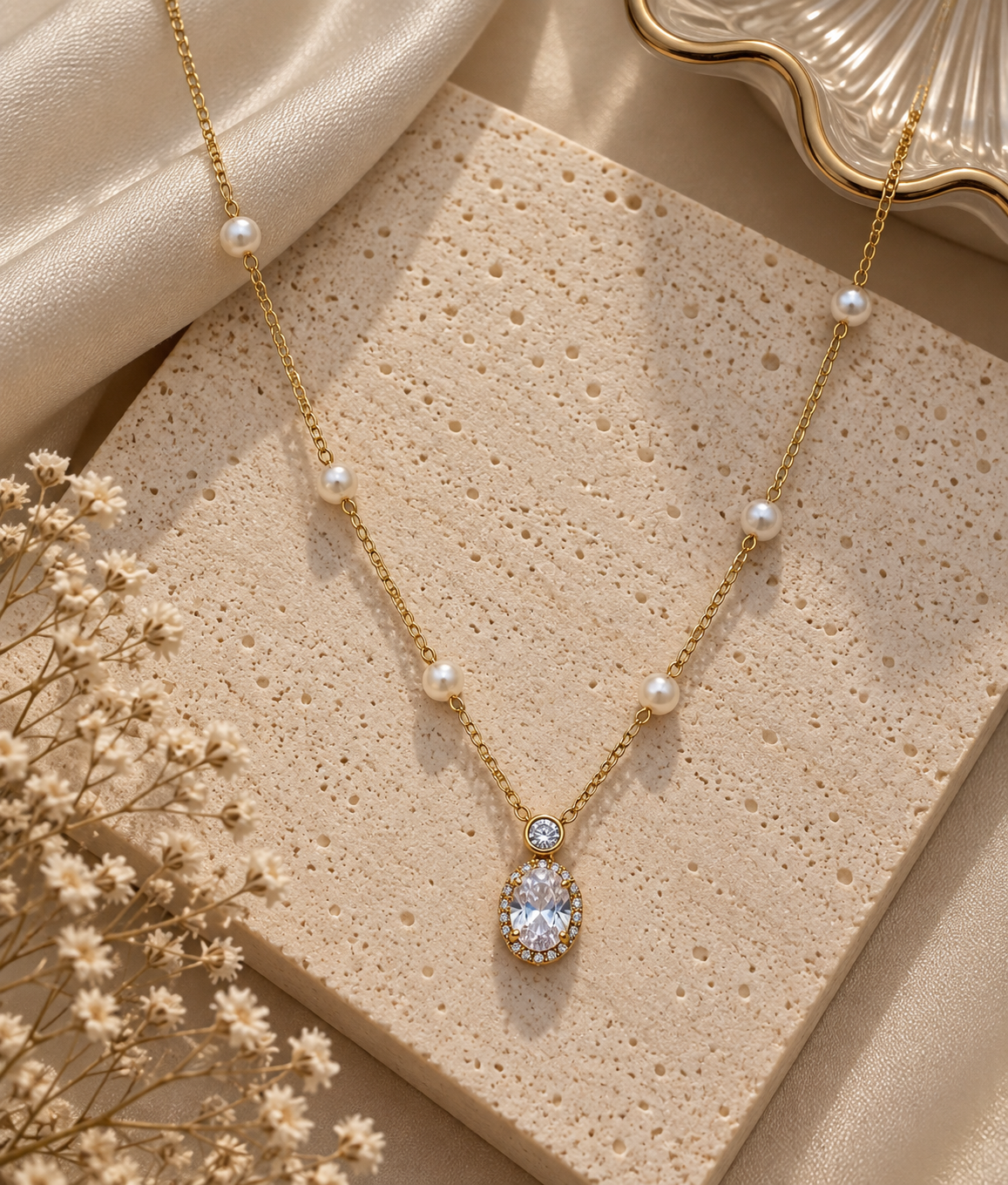 Pearl Éclat Demi-Fine Necklace (Gold)