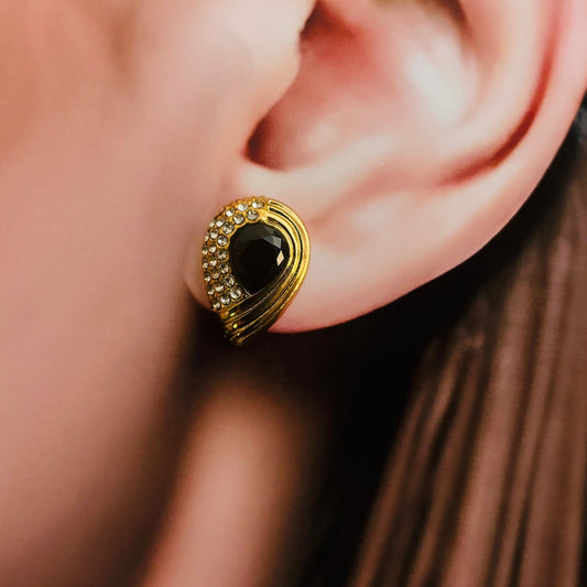 Black Drop Bling Earrings