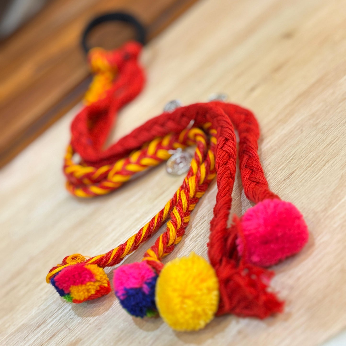 Yellow Braided Tassle Hairtie