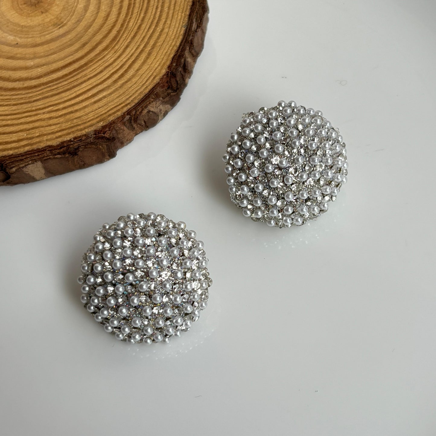 Party Bling Silver Round Studs