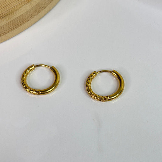 Reversible Textured Gold Hoops