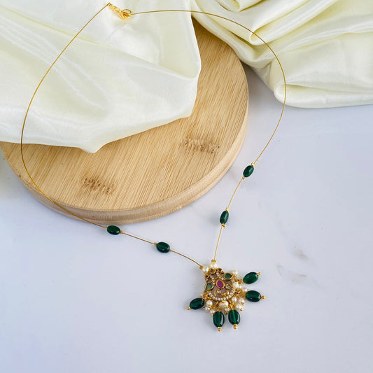 Emerald Amytri Invisible Chain Choker Necklace