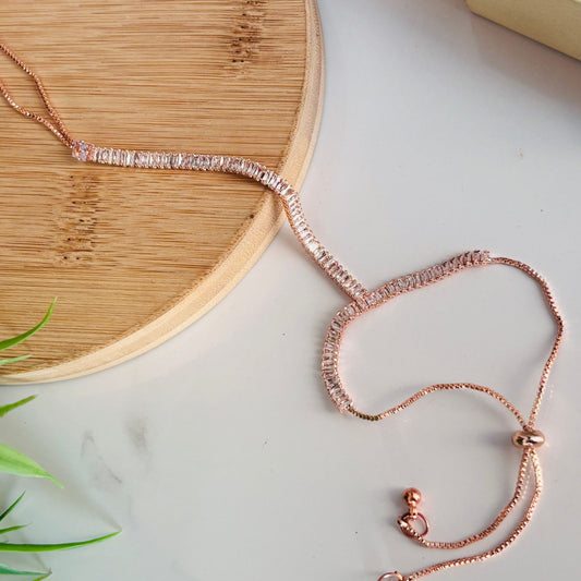 Ashey Tennis Hand Chain ( Rose Gold )
