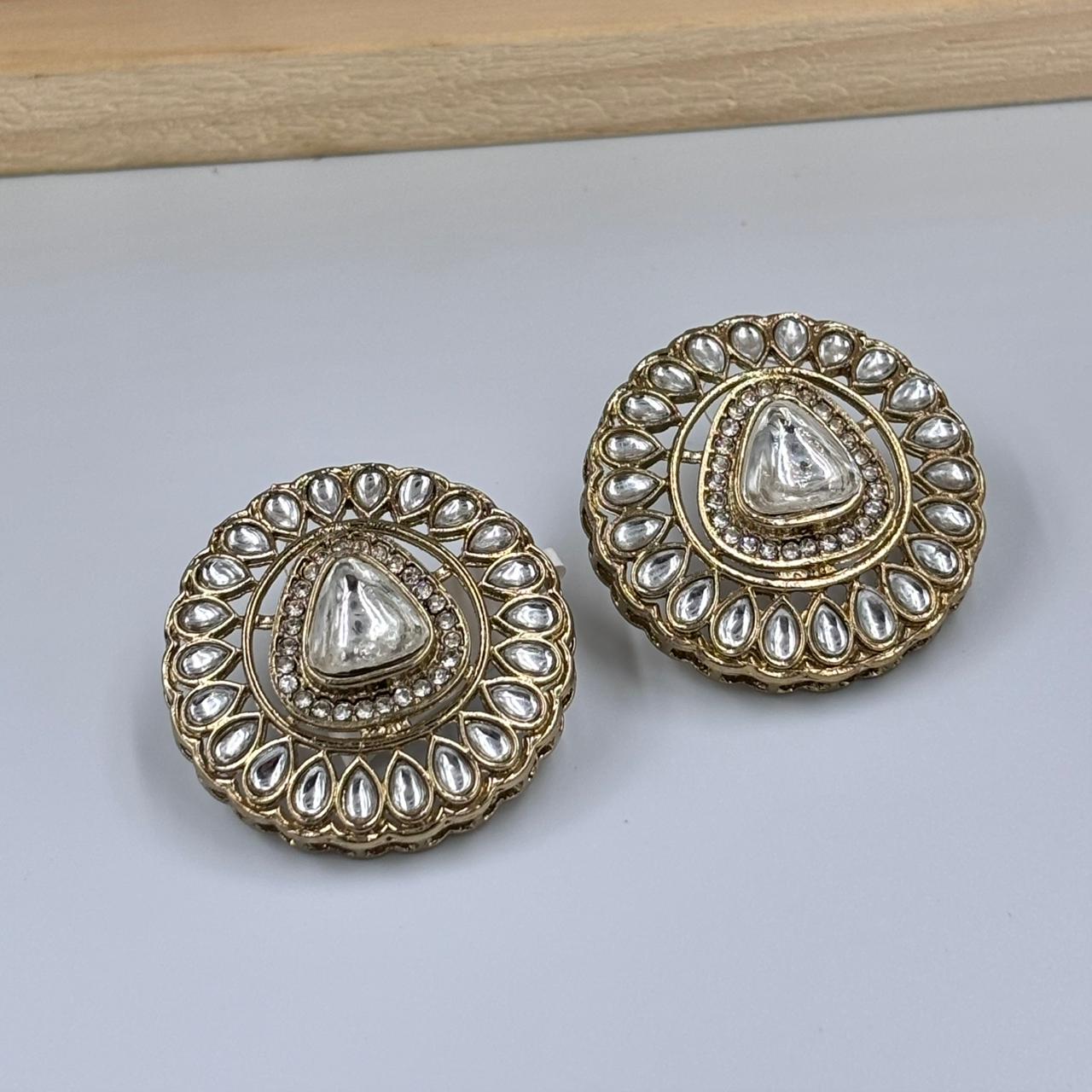 Khushi Kundan Stud Earrings (White )