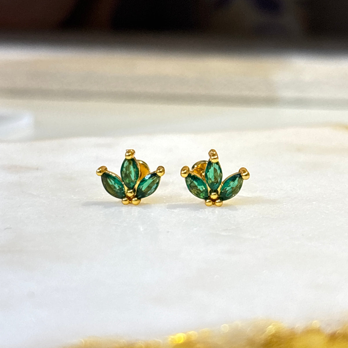 Emerald Leaf Flatback Studs