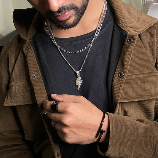Flash Studded Pendant Men's Chain