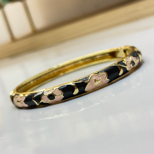 feminine Black Enamel Bangle