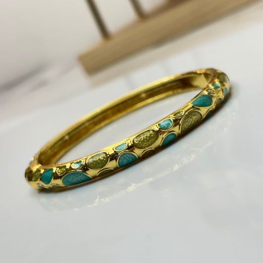 feminine Green Enamel Bangle