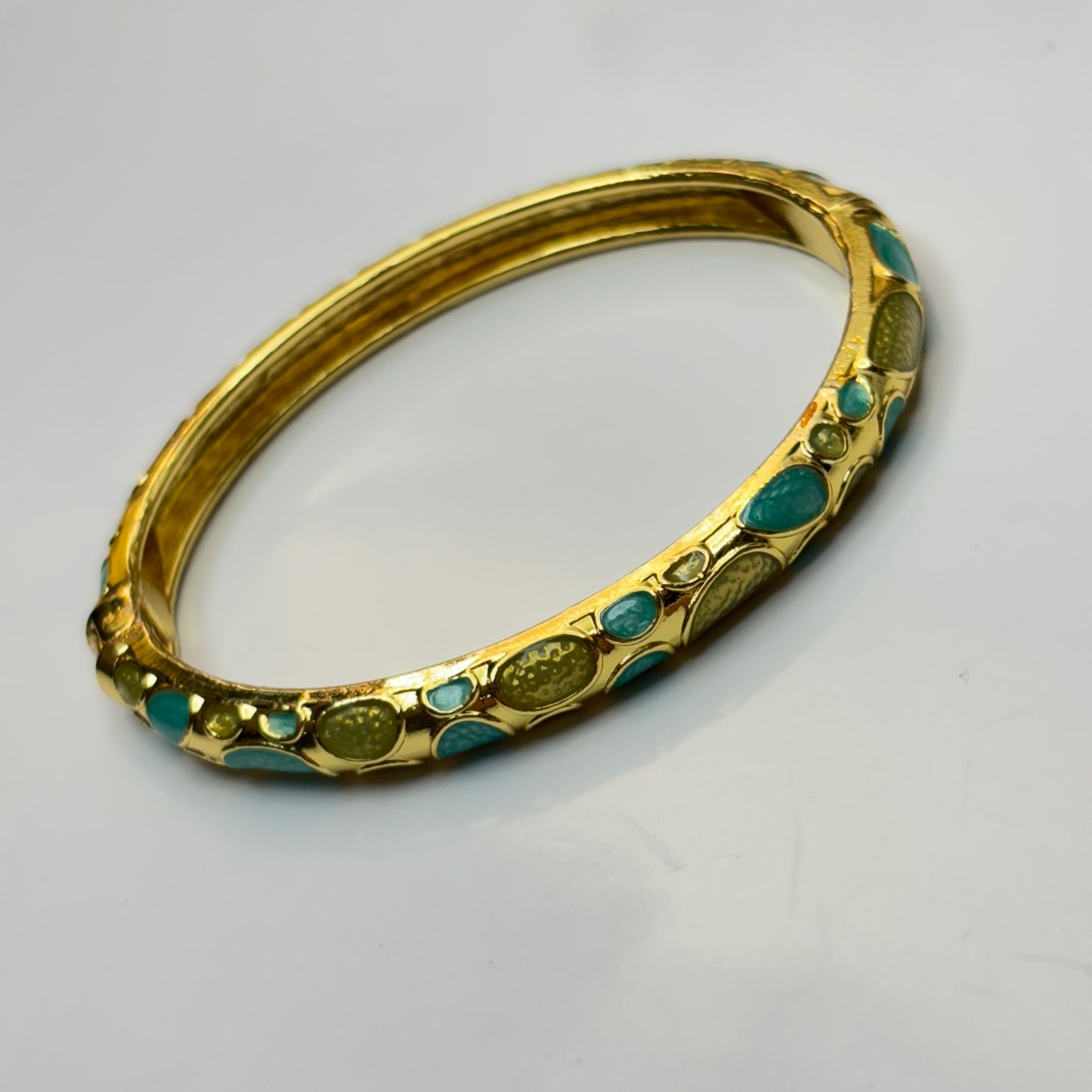feminine Green Enamel Bangle