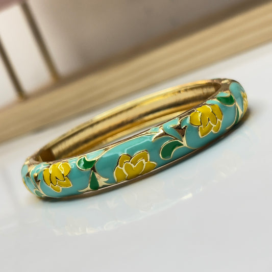 Aura Green Enamel Bangle