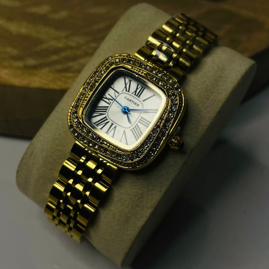 Vintage Cartier Watch (Gold White Dial)