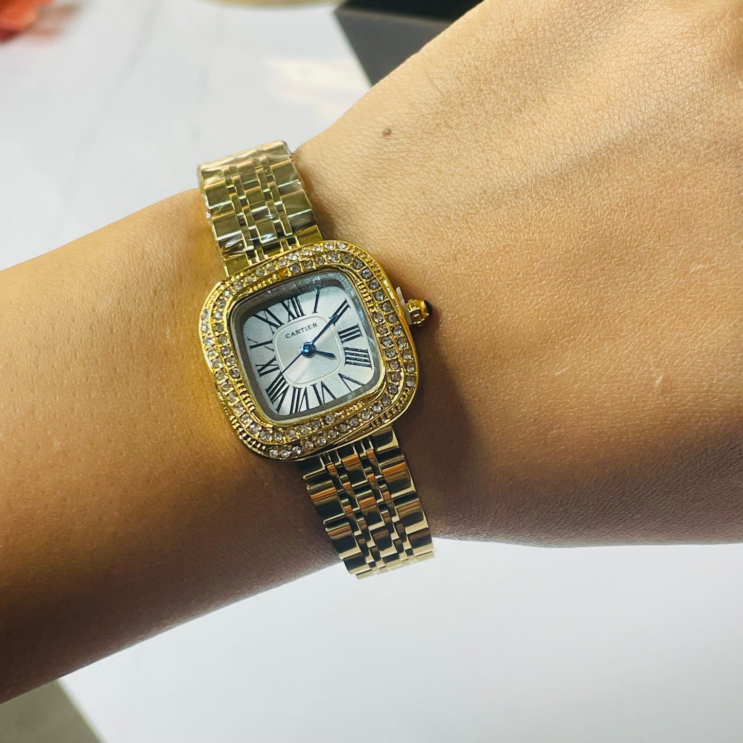 Vintage Cartier Watch (Gold White Dial)